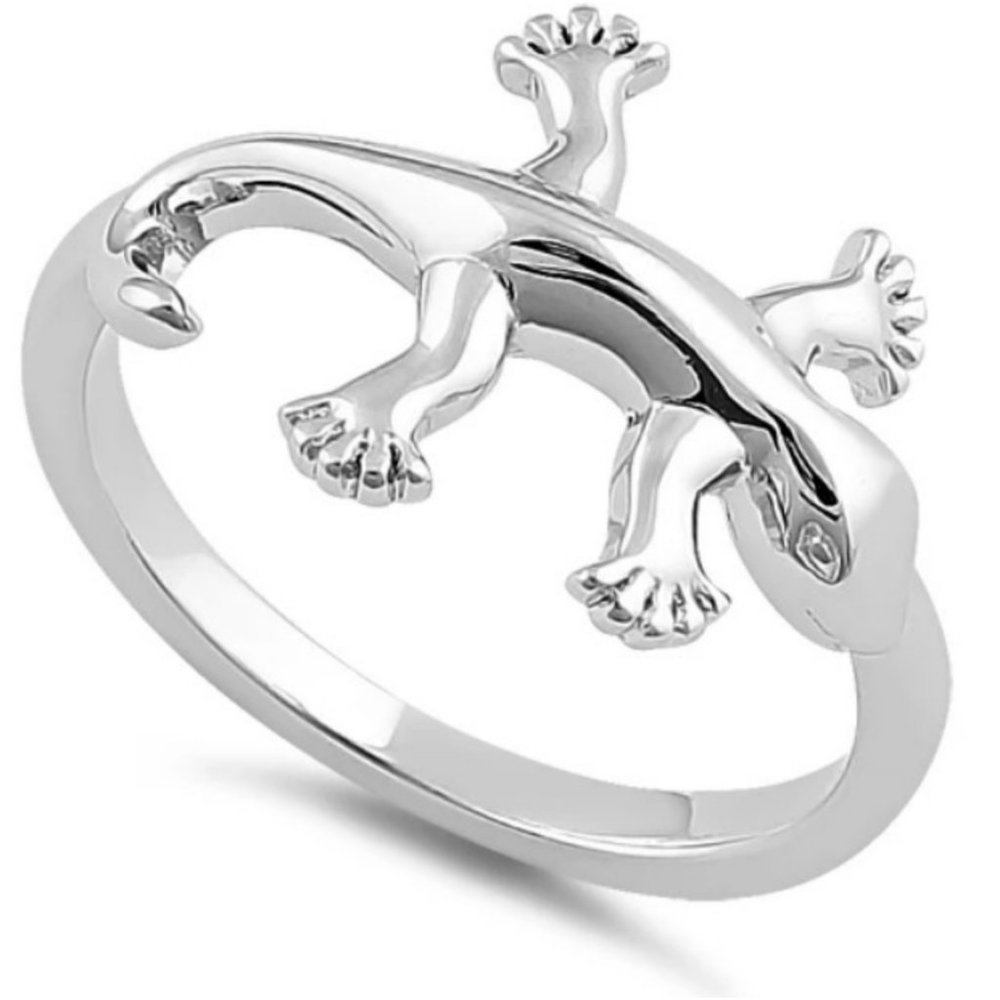 925 STERLING SILVER Gecko Lizard Ring - Picture 13 of 15